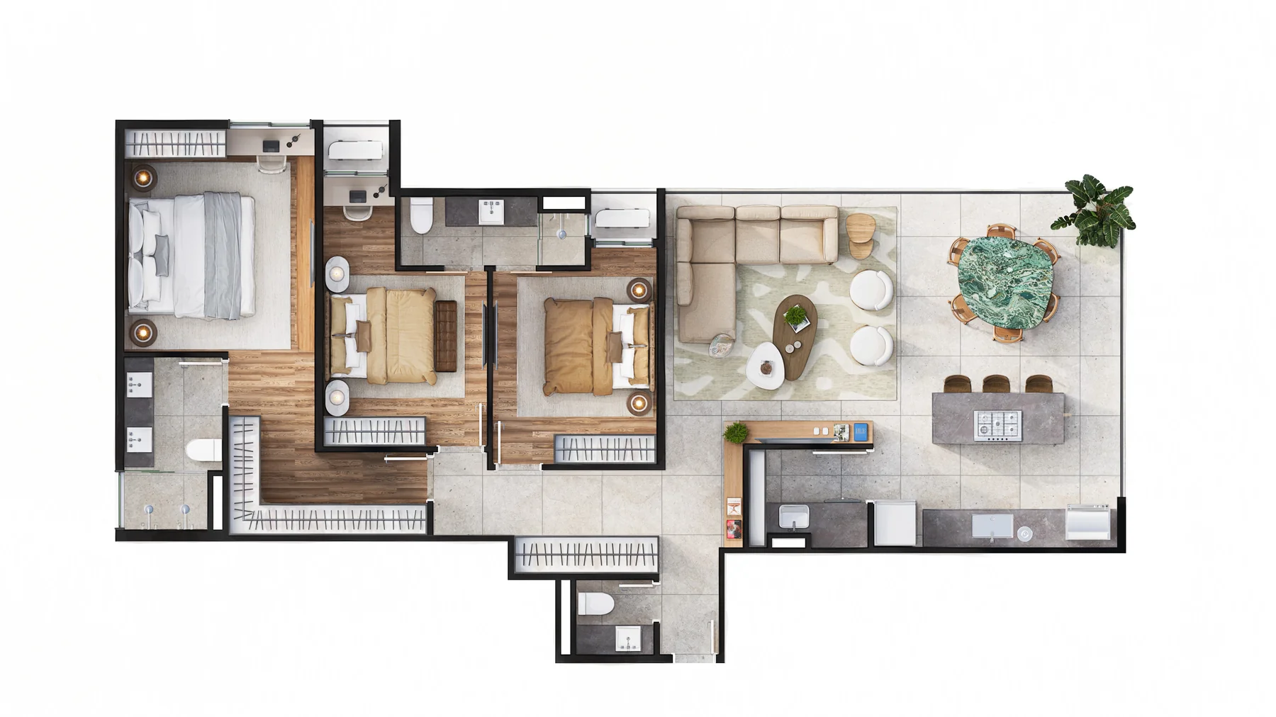 Planta do apartamento de 114 m²