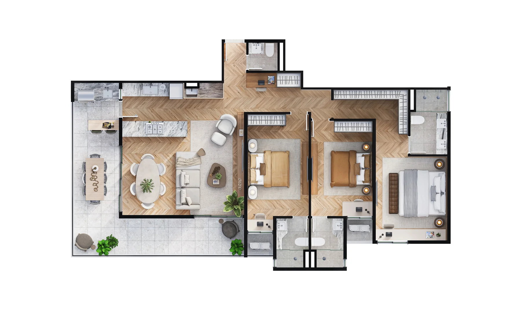 Planta do apartamento de 137 m²