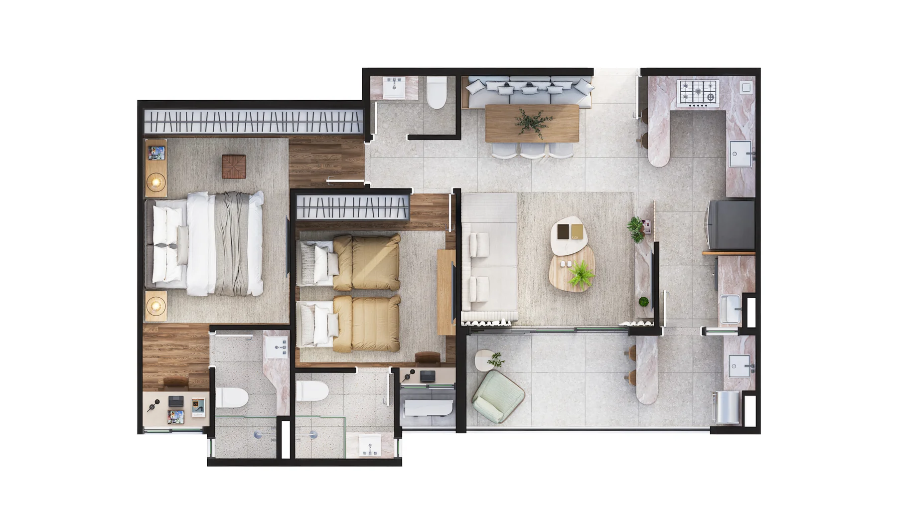 Planta do apartamento de 79 m²